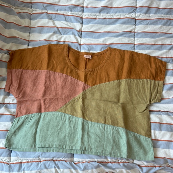 Thread + Sprout Tops - Colorblock Crop Top in Earthy Tones